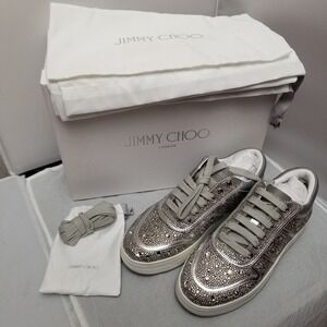 Jimmy Choo Hawaii Crystal Satin & Leather Sneaker Women's‎ EU36.5 US 6.5